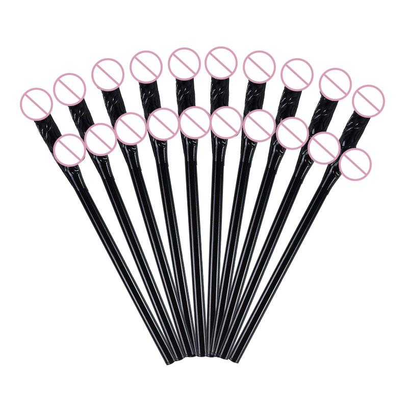 10pcs Bachelorette Party Penis Straws Plastic Novelty Nude Dick Drink Straw For Hen Night Bar Decor Wedding Team Bride Supplies