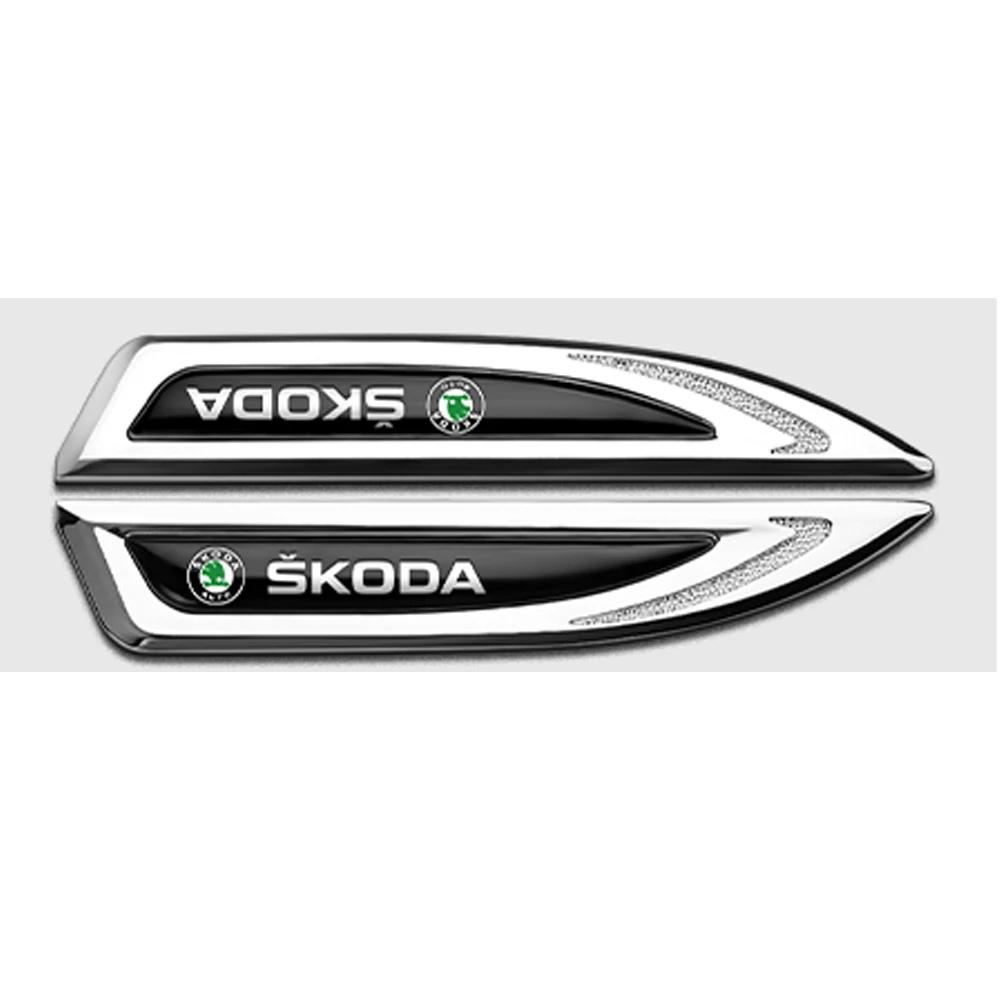 JBIW9 2Pcs Metal Car Fender Side Emblem Stickers For Skoda Octavia 3 Fabia Kodiaq Kamiq RS Body Decor Badge Auto Exterior Accessories
