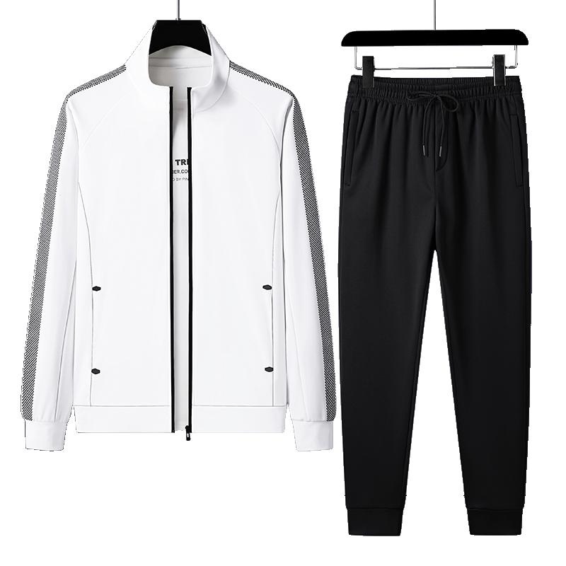Мужские весенне-осенние спортивные костюмы, толстовки, брюки, комплект спортивной одежды на молнии из 2 предметов