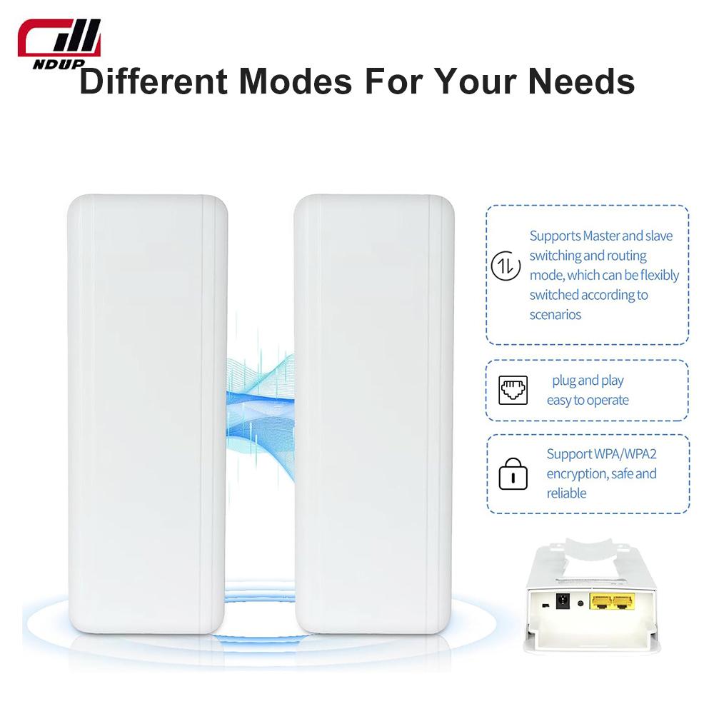 NDUP Outdoor WiFi Bridge — 2,4 ГГц, 300 Мбит/с, две антенны 14 дБи, дальность действия 1 км, идеально подходит для расширения беспроводной сети (Набор из 2)!
