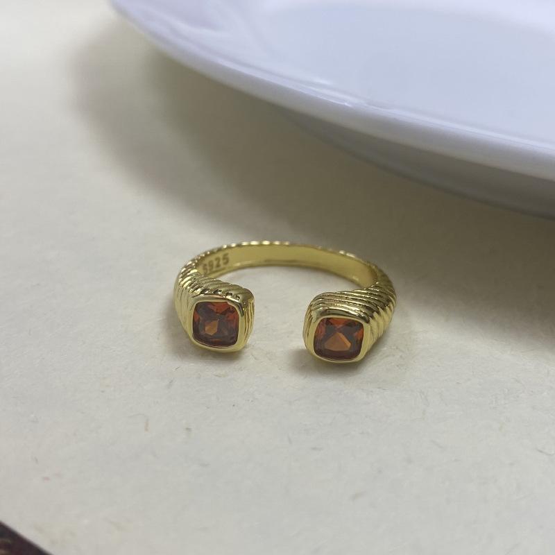 Unique Geometric Design Copper Ring For Women With Adjustable Fit And Colorful Zircon Stones