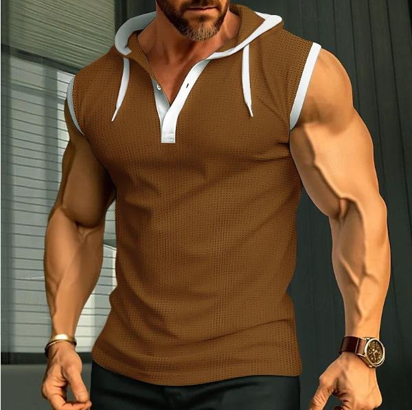 European and American Style Men's Summer Waistcoat Hooded Sleeveless Vest Fashion Casual Tank Top