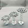 Durable Crystal Lotus Candlestick Elegant Lotus Flower Figurines Glass Candle Stand  Coffee Table