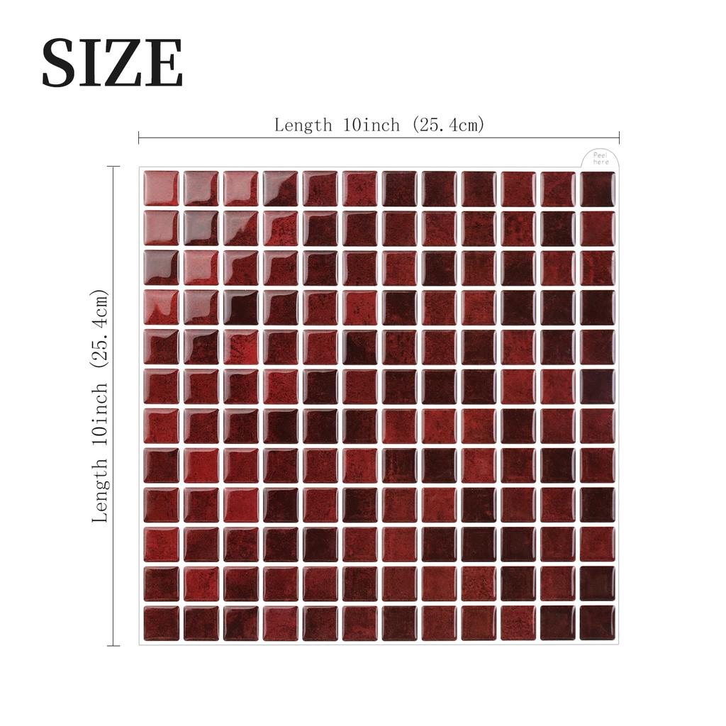 10x10 дюймов x 10 шт. 3D мозаичные виниловые плитки для фартука, самоклеящиеся, отклеивающиеся наклейки-плитка "под метро" для наклеивания на настенную плитку