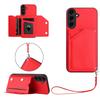 For Samsung Galaxy S24 Case Card Holder Kickstand Skin-Touch Phone Cover with Wrist Strap