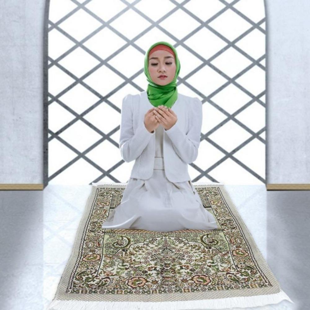 Ethnic Style Portable With Tassel Islamic Carpet Liturgical Mat Ramadan Mat Muslim Prayer Rug