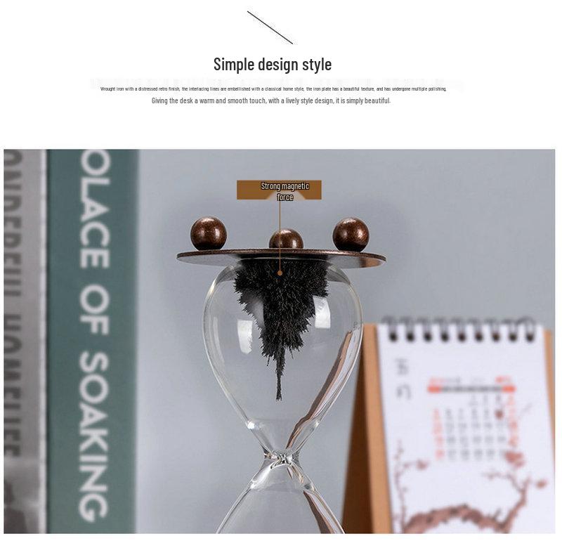Magnetic Hourglass Timer Decorative Office Desktop Ornament with Quicksand Bottle