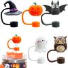 5PCS Halloween Straw Cover Cap For Cup Silicone Straw Topper For 10mm Straw Dust-Proof Reusable Straw Tips For Tumbler