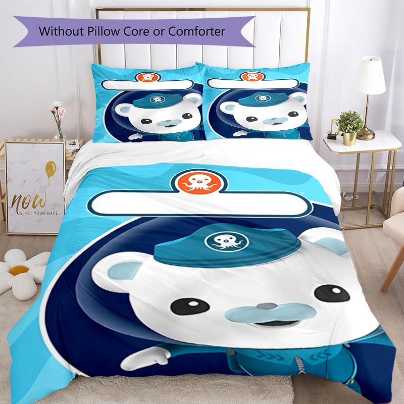 3pcs The Octonauts Bedding Set Duvet Cover Closure Includes 1 Duvet Cover & 2 Pillowcases, Soft and Comfortable for All Seasons.