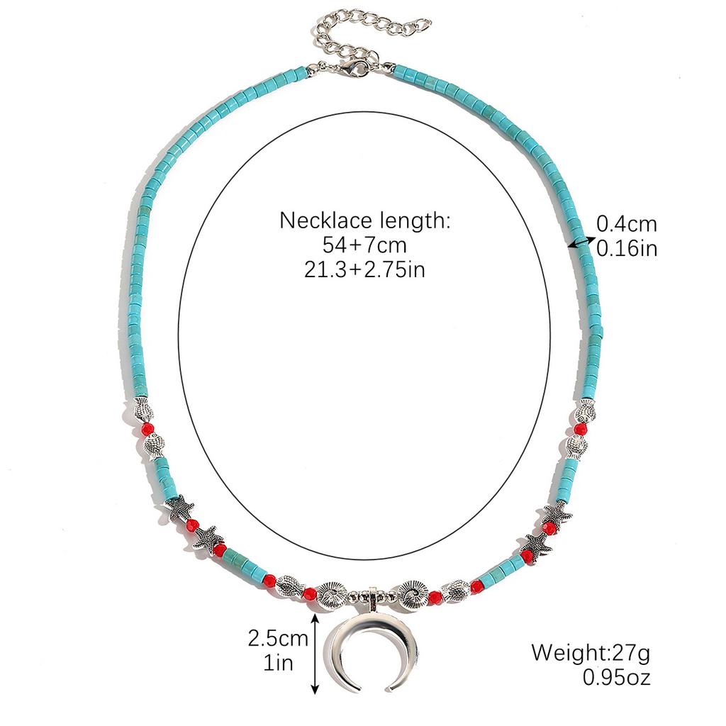 Necklace for Women Natural Turquoise Beaded Jewelry Niche Design Sense Double Teardrop Pendant Turquoise Necklace Beautiful Elegant Necklace for Her