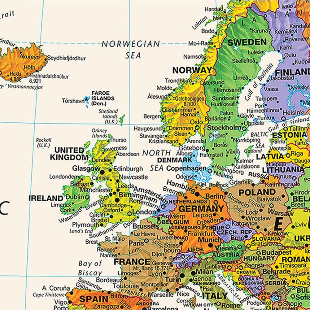 Карта мира - страны с городами, карта мира без рамы, настенный декор для гостиной, спальни, дома, офиса, современное искусство, инструмент для путешествий