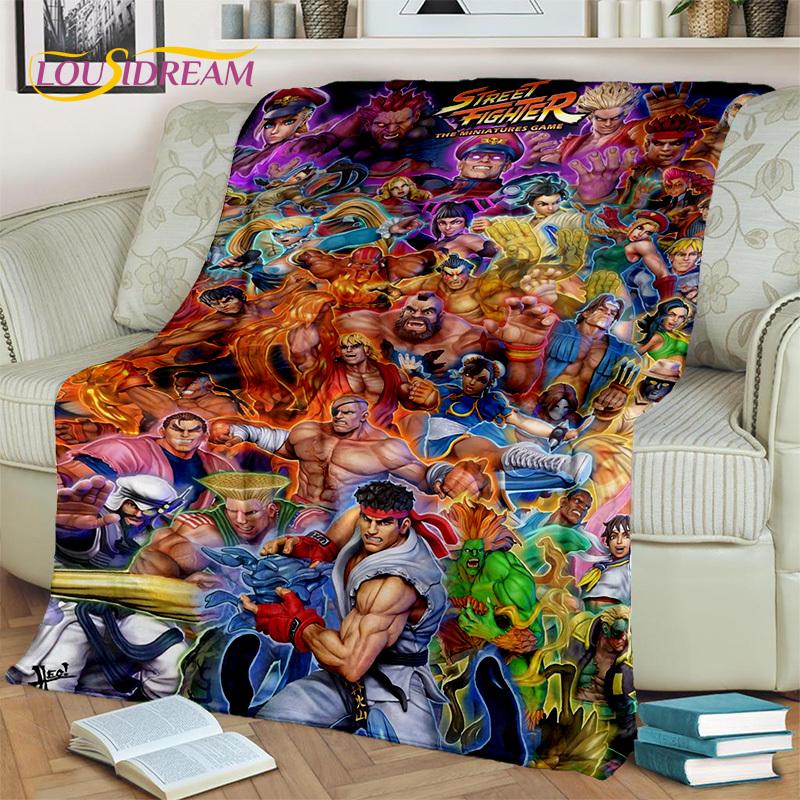 SF Retro Game Street Fighter Gamer Blanket,Soft Throw Blanket for Home Bedroom Bed Sofa Picnic Travel Office Cover Blanket Kids