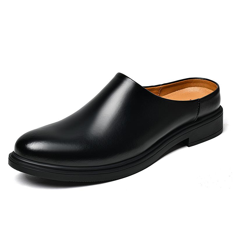 Summer Men Half Slippers Luxury Cowhide Male Driving Shoes Outdoor Dress Sandals Casual Mules Moccasins Breathable Penny Loafers