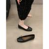 French Retro Silver Bow Flats Gentle Style Women's Shoes