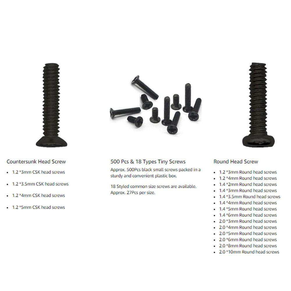 18 Kinds Mini Screws Assortment Kit Stainless Steel Micro Screws Set Small Screws  Clocks