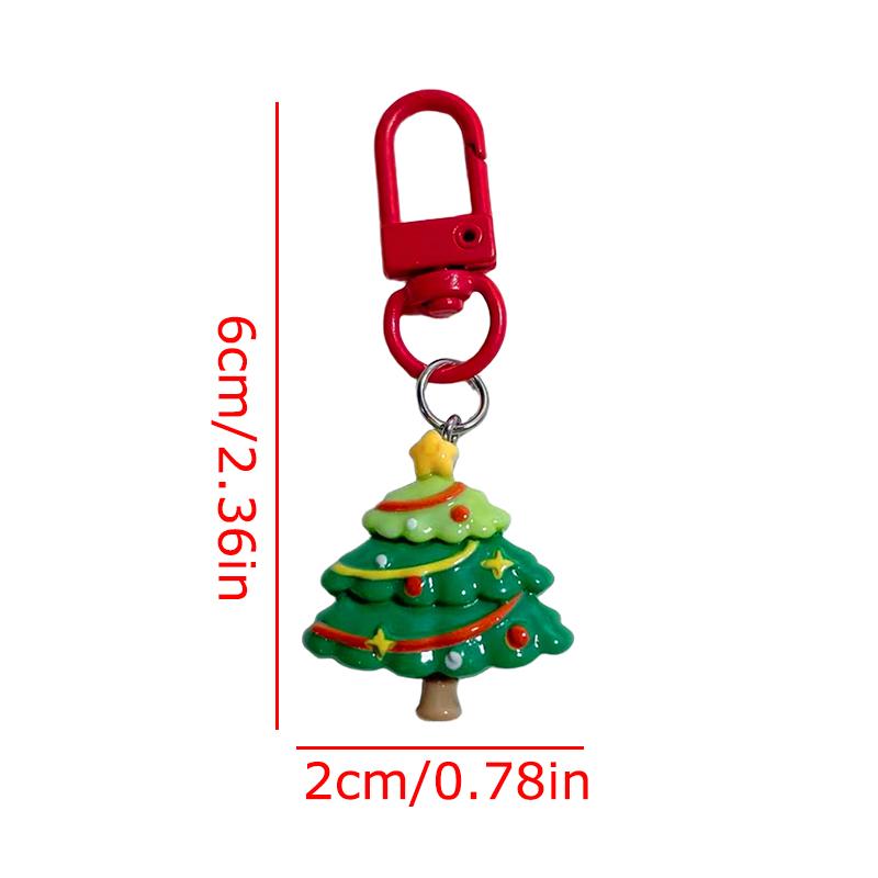 1PC Cartoon Shape Xmas Key Rings For Friends Key Holders Holiday Bag Pendants Part Resin Gifts Multiple Options Available