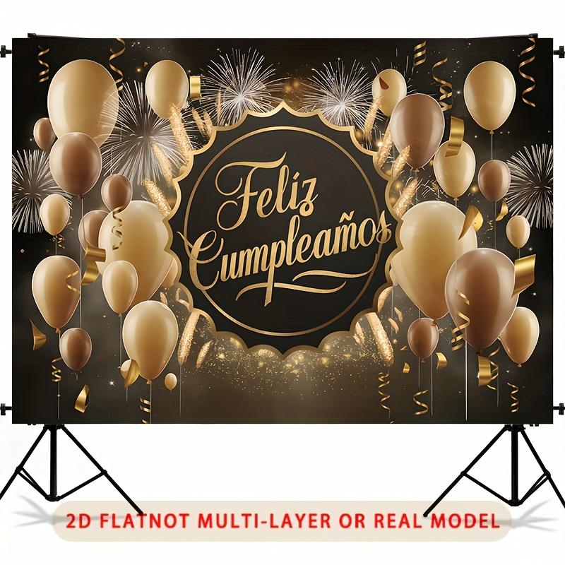 Spanish Feliz Cumplea?os, 1pc Polyester Party Backdrop Banner, Photo Booth Background, Wall Decor