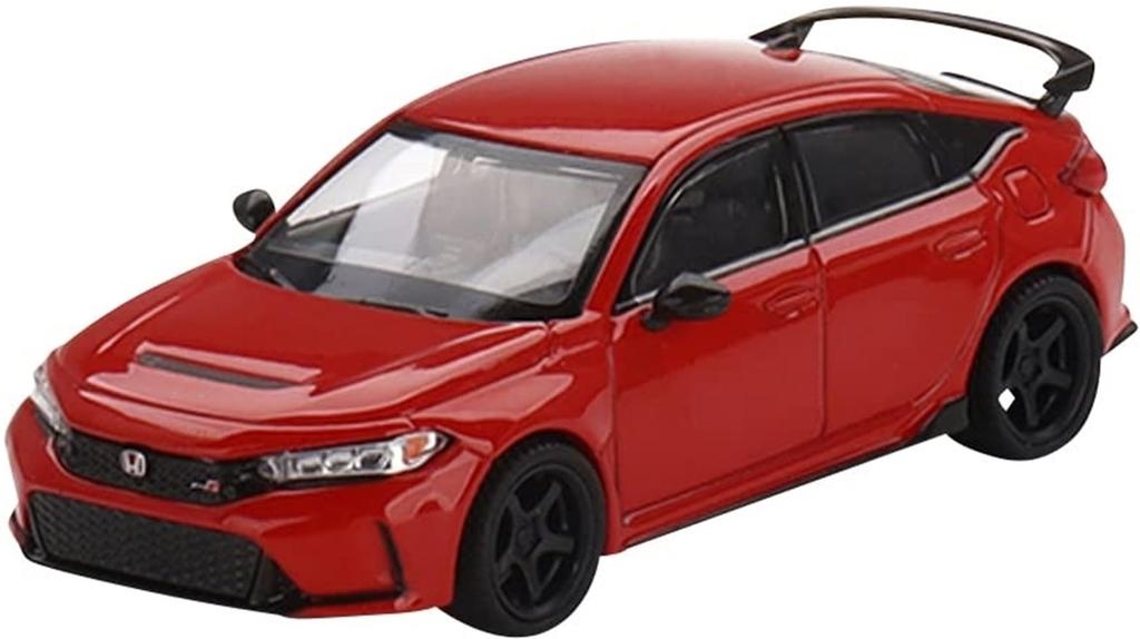 TrueScale Miniatures MINI GT 1/64 Scale Honda Civic Type R 2023 Rally Red with Advan GT Wheels, Right-Hand Drive, Finished Model