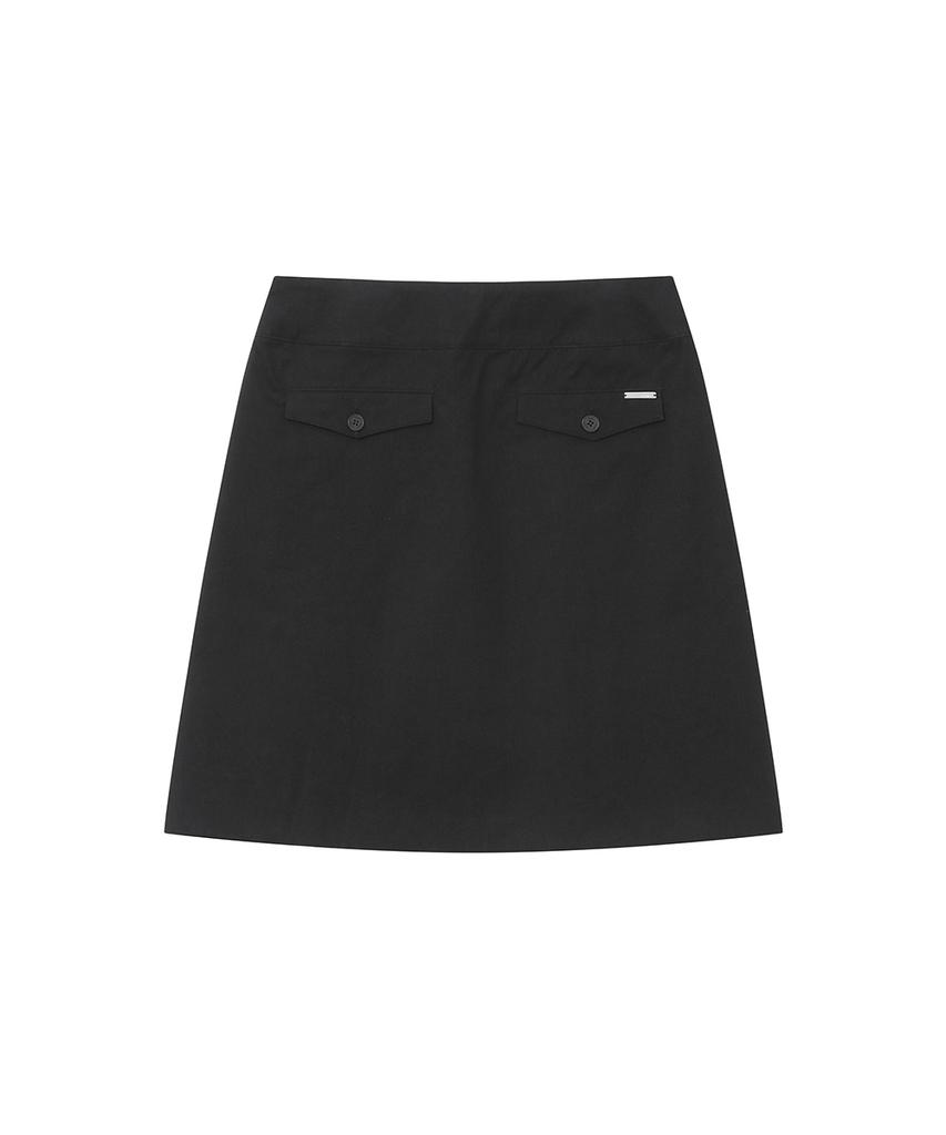 Miseki Seoul Accordion Side Pleats Midi Skirt Black