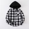 Рубашка в клетку для подростков и мальчиков, повседневная верхняя одежда с капюшоном, весна-осень, модная универсальная блузка для девочек 2-7 лет, детские топы