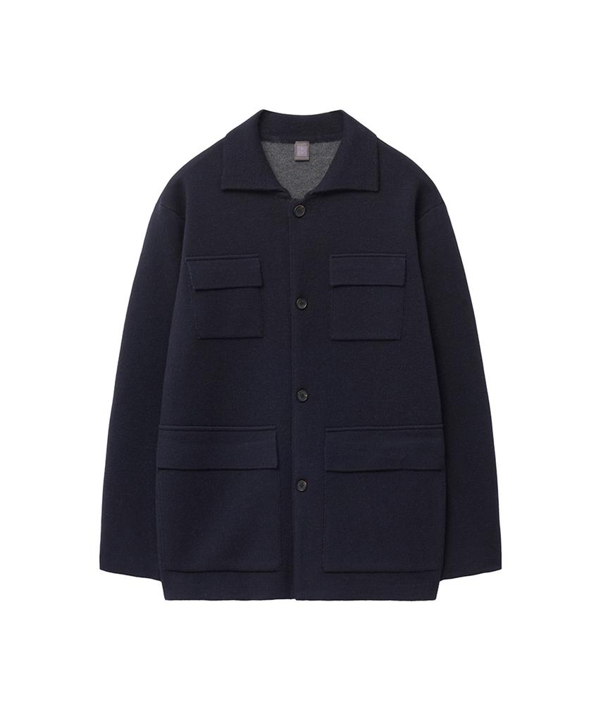 Iolo Double Face Wool Knit Coat_Dark Navy