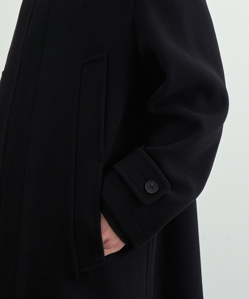 Musinsa Standard Wool Blend Oversized Long Pocket Balmacaan Coat [Black]