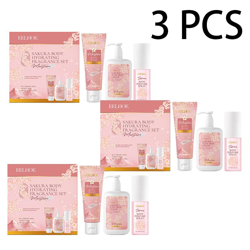EELHOE Набор средств по уходу за телом «Цветущая вишня» Мягкое очищение, увлажнение, питание и свежий аромат