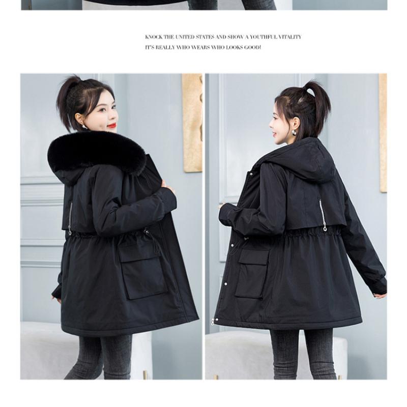 Осенне-зимняя женская однотонная съемная корейская версия с капюшоном на талии, теплая женская куртка, 5 цветов