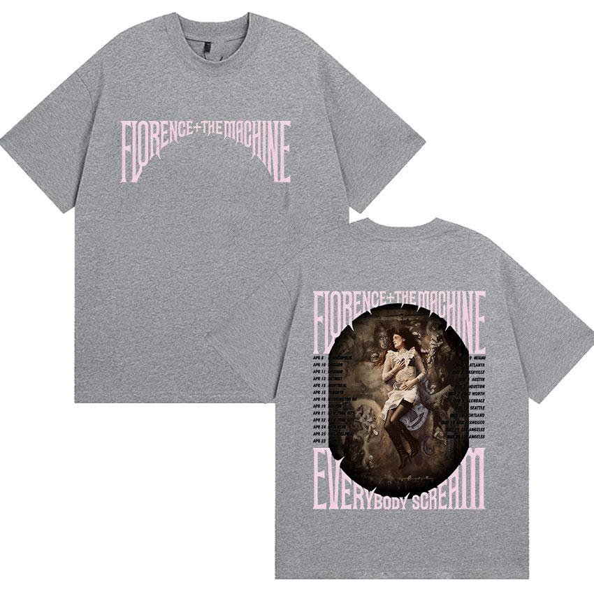 2026 Summer Florence The Machine Everybody Scream Tour Graphic T Shirt Unisex Women Vintage Harajuku Cotton TShirt Streetwear