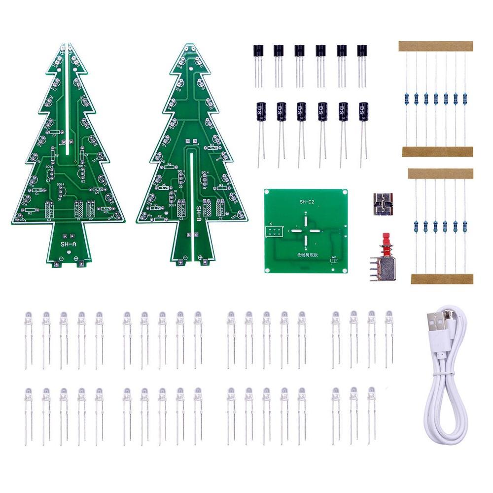 Red Green Yellow LED 3D LED Christmas Tree Kit Christmas Tree Flashing LED PCB DIY Projects