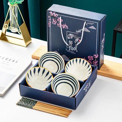 Китайский подарочный набор Qingyao Ceramic из 4 пиал и 4 пар палочек