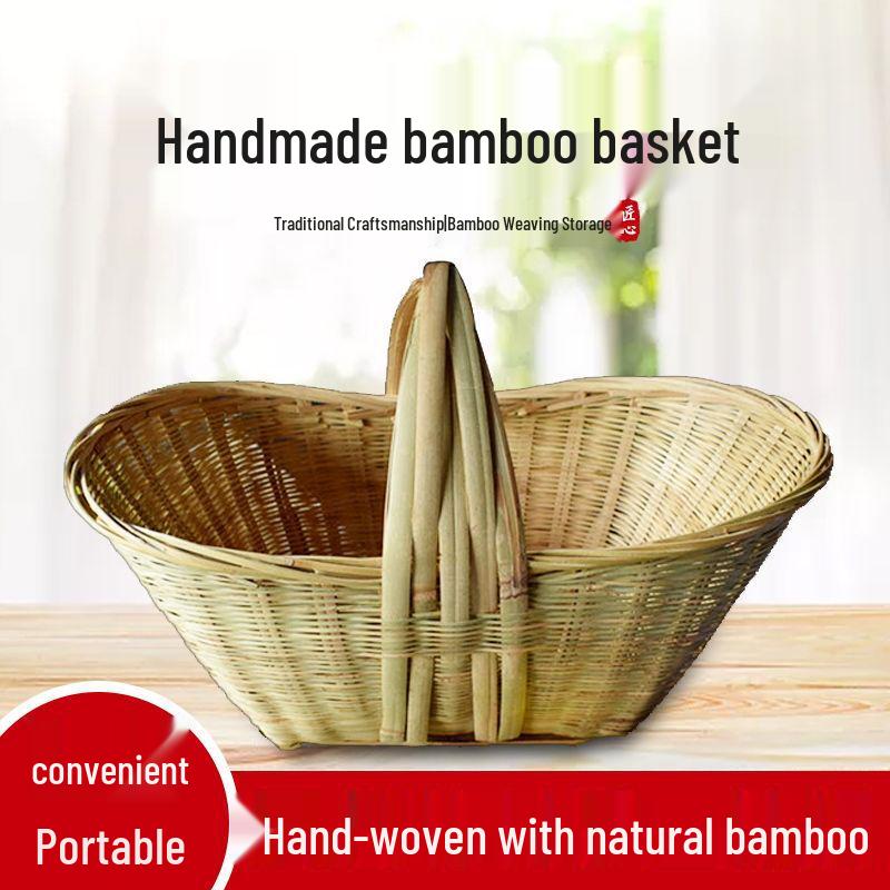 Handmade Bamboo Basket for Fruits, Vegetables, Eggs, and Storage