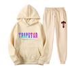 Unisex Oversized Hooded Sweatshirt Jogger Pants Set Multicolor Letter Print Casual Outfit