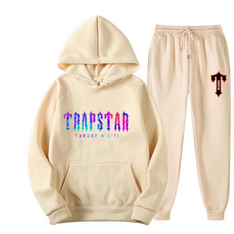 Unisex Oversized Hooded Sweatshirt Jogger Pants Set Multicolor Letter Print Casual Outfit
