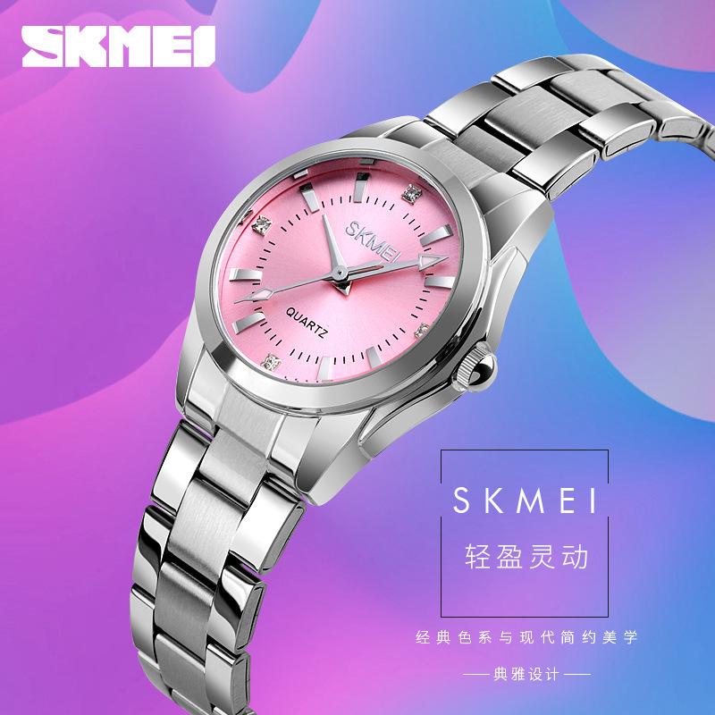 Skmei Moment красивые женские часы из нержавеющей стали модные водонепроницаемые кварцевые часы нишевые женские часы