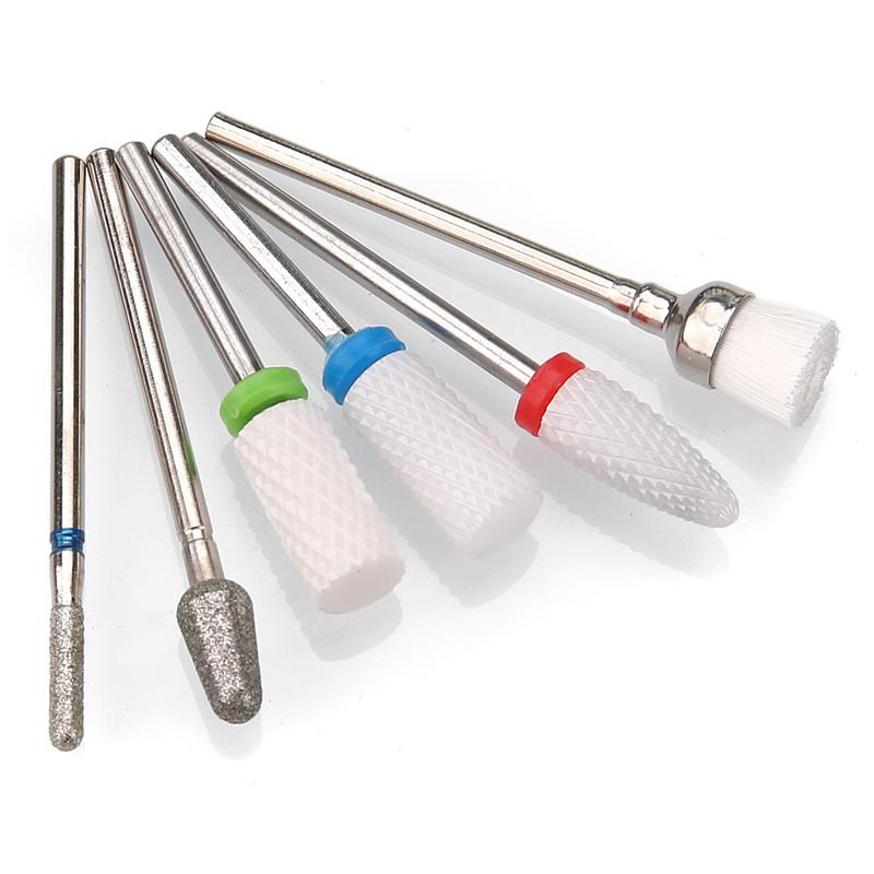 6 шт. алмазные фрезы для ногтей, набор сверл для маникюра, аксессуары для педикюра, электрическая машина, кисточка для ногтей, инструменты для заусенцев