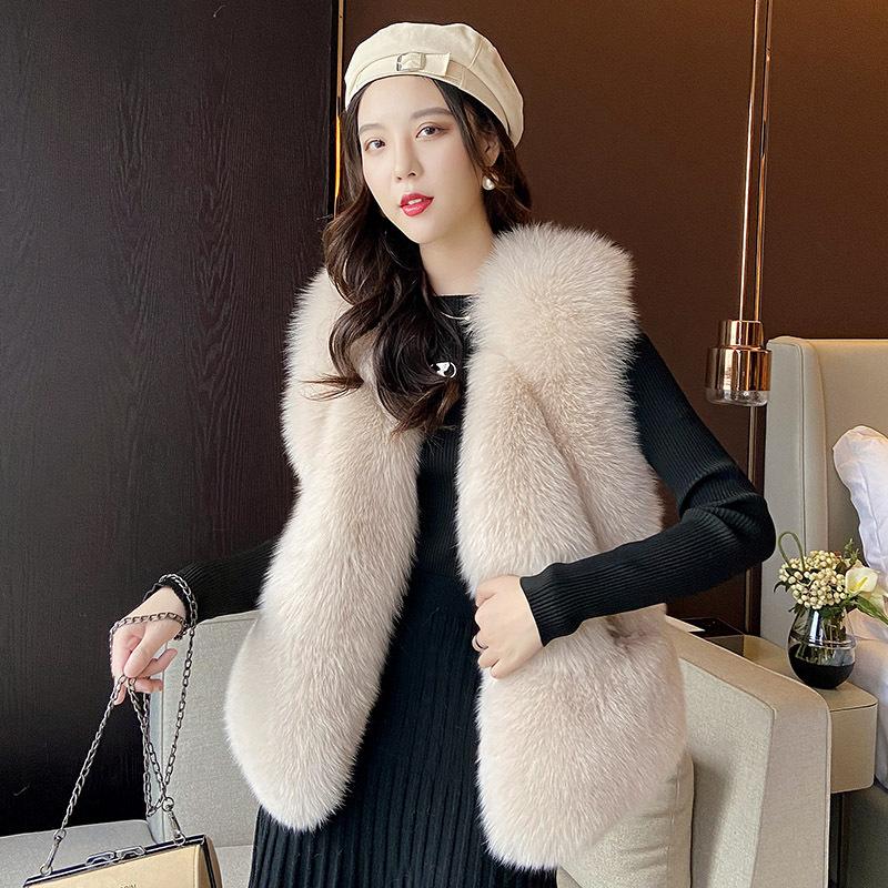 Осень и зима новый женский искусственный меховой жилет искусственный меховой жилет короткая искусственная меховая жилетка