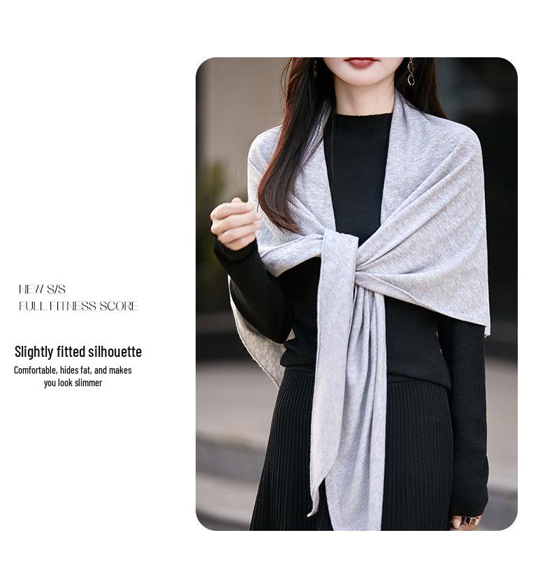 Elegant Knit Scarf Sweater: Women's Korean Style Warm Triangle Shawl for Autumn/Winter
