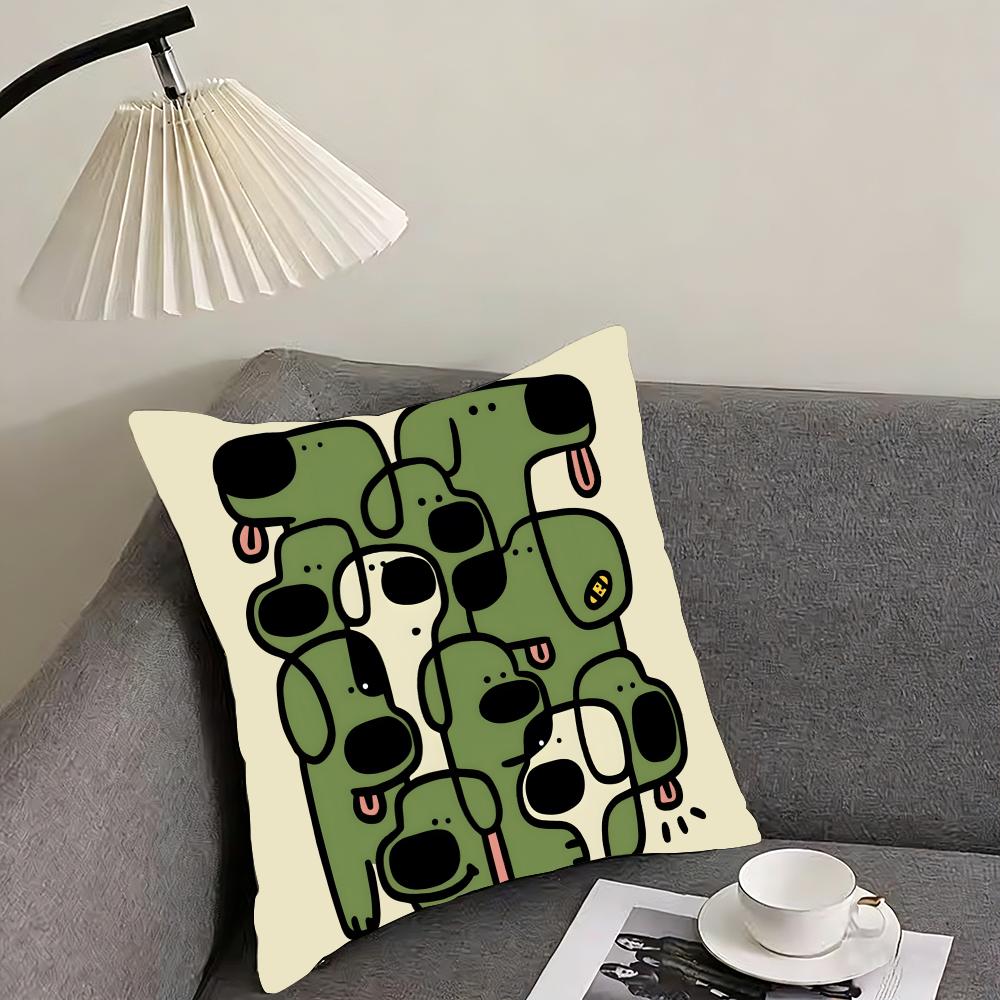 abstract dog Anime Cushion Cover Reversible Plush Pillow Cover – For car, sofa, bedroom, perfect as a gift.