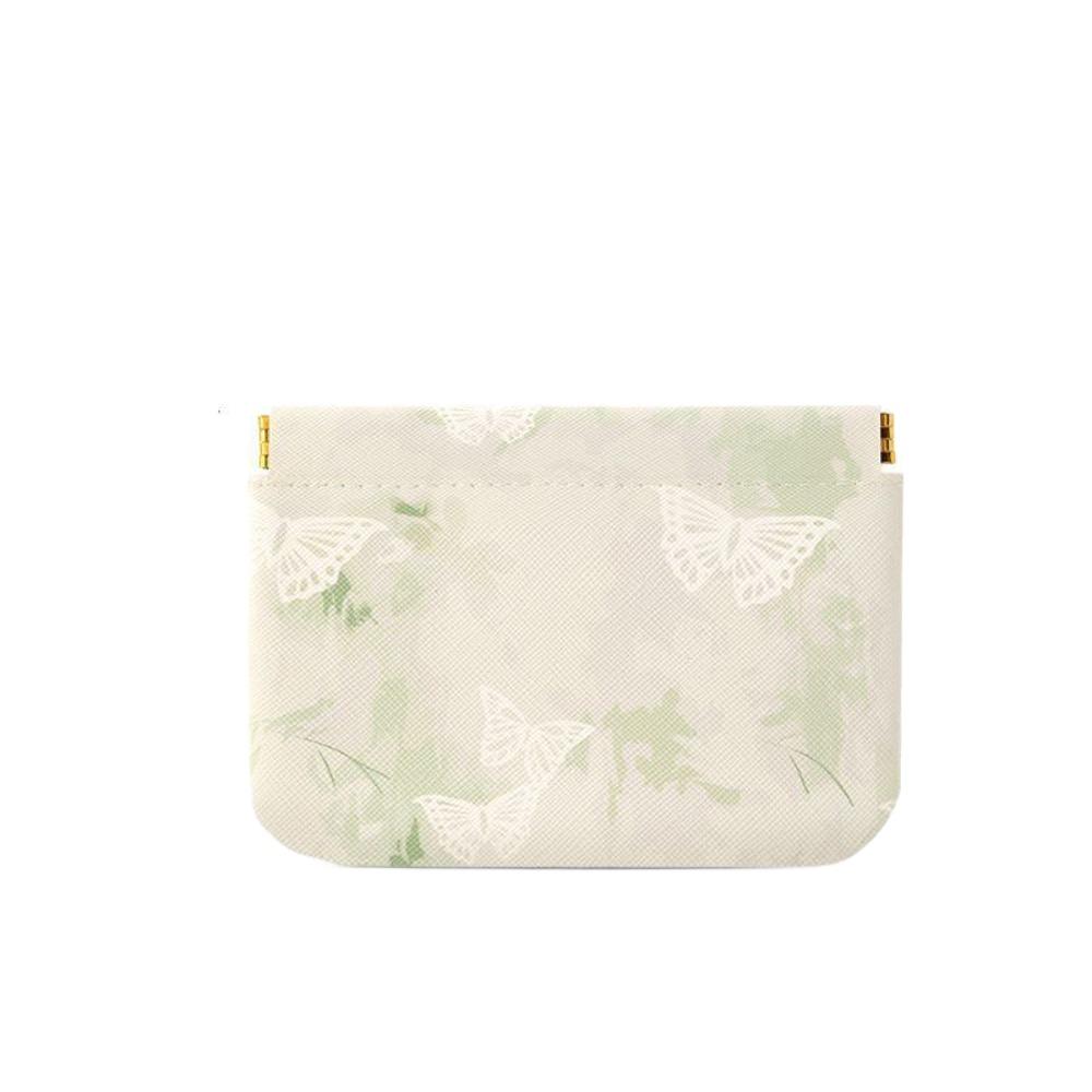 Pu Leather New Chinese Style Leaf Spring Bag Cosmetic Bag Jewelry Storage Bag Self-closing Coin Purse Coin Bags Earphone Bag