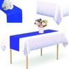 1 Set Table Cover Silky Smooth Printing Wrinkle Free Unfading Table Decoration Waterproof Tablecloth And Satin Table Runner Set Home Use