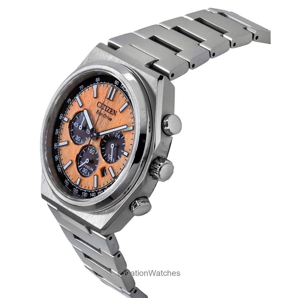 Citizen Мужские часы Zenshin Chronograph Super Titanium Salmon Dial Eco-Drive CA4610-85Z 100M