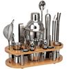 23-Piece Cocktail Shaker Set Perfect Gift ,Bartender Kit With Oval Bamboo Stand Detachable, Home Bar Tools Stainless Steel