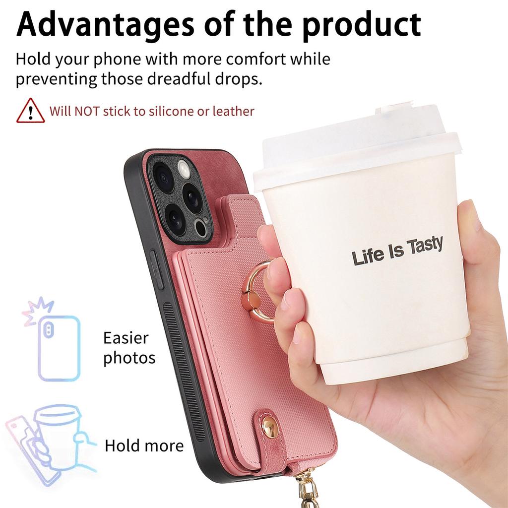 Магнитный кошелек с отделением для карт с откидным кольцом-держателем на молнии кожаный чехол для iPhone 15 14Plus 13 12 11Pro Max для Samsung S23 S22 S21 S20 Ultra Plus A14 A54 A53