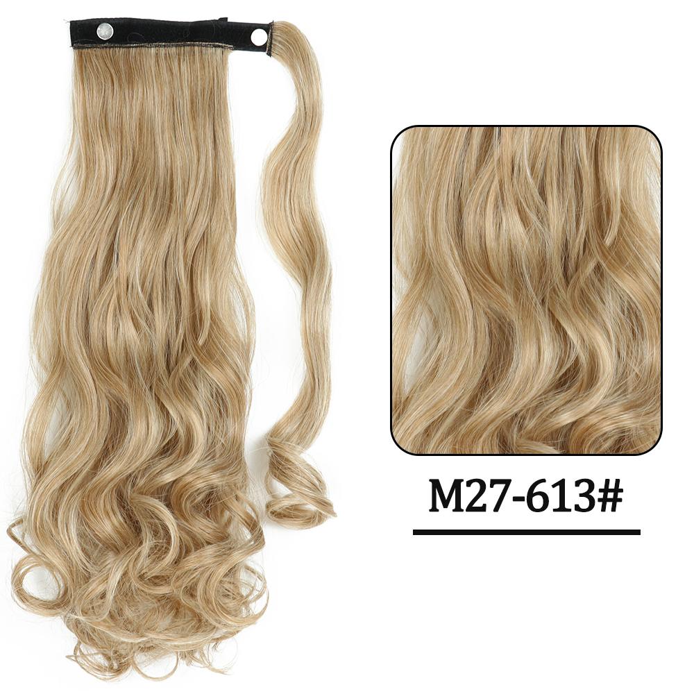 Women Fashion Long Wavy Ponytail Synthetic Fiber Natural Wavy Wrap Around Hair Extensions Daily Wear Long Wavy Hairpiece