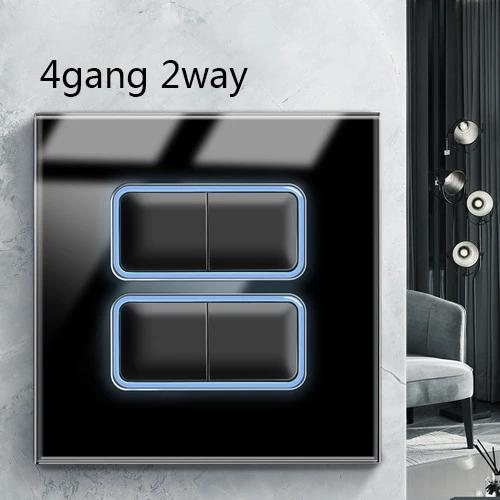 EU светодиодный настенный светильник кнопочный выключатель 1/2/3/4 Gang настенная панель универсальная черная стеклянная панель включения/выключения 16A AC 110V-220C UK двойная розетка