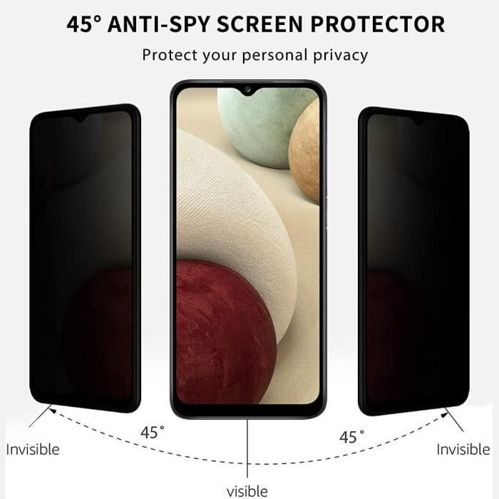 Film de protection verre trempé anti-espion pour Samsung Galaxy A12 - BOOLING - Lot de 3