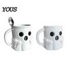 Halloween Party Drinkware Ice Cream Mug with Spoon Holder, 3D Printed Cute Ghost Mug, Shaped Coffee Drinking Cup Pen Holder Decor, Christmas Birthday