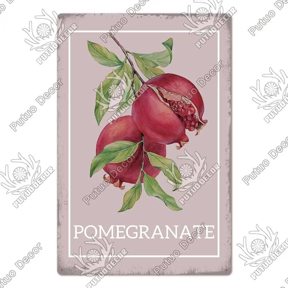 Putuo Decor Фрукты Винтажная Жестяная Табличка Металлическая Пластина Ретро Настенное Искусство Декор Гостиная Ферма Сад Кухня Железная Роспись