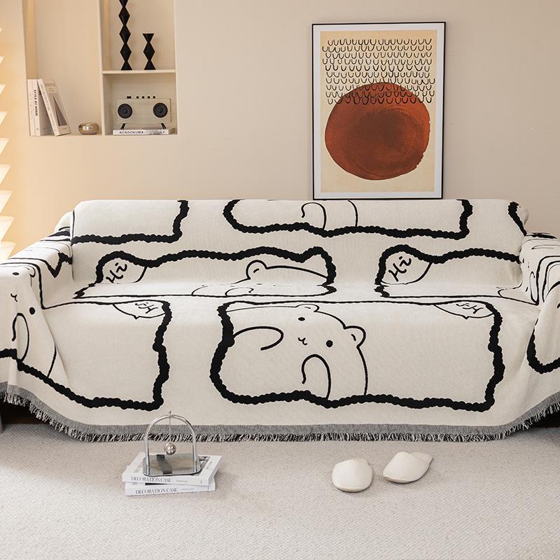 Chenille Cartoon Sofa Towel All-season Universal Nordic Anti Slip and Dustproof Sofa Cover Anti Cat Scratch Cloth Cushion Cover